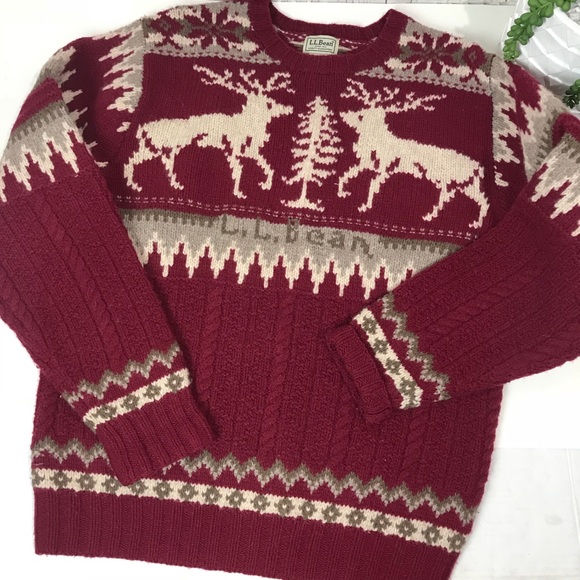 L.L. Bean Other - LL Bean Nordic Reindeer Sweater 100% Lambs Wool
